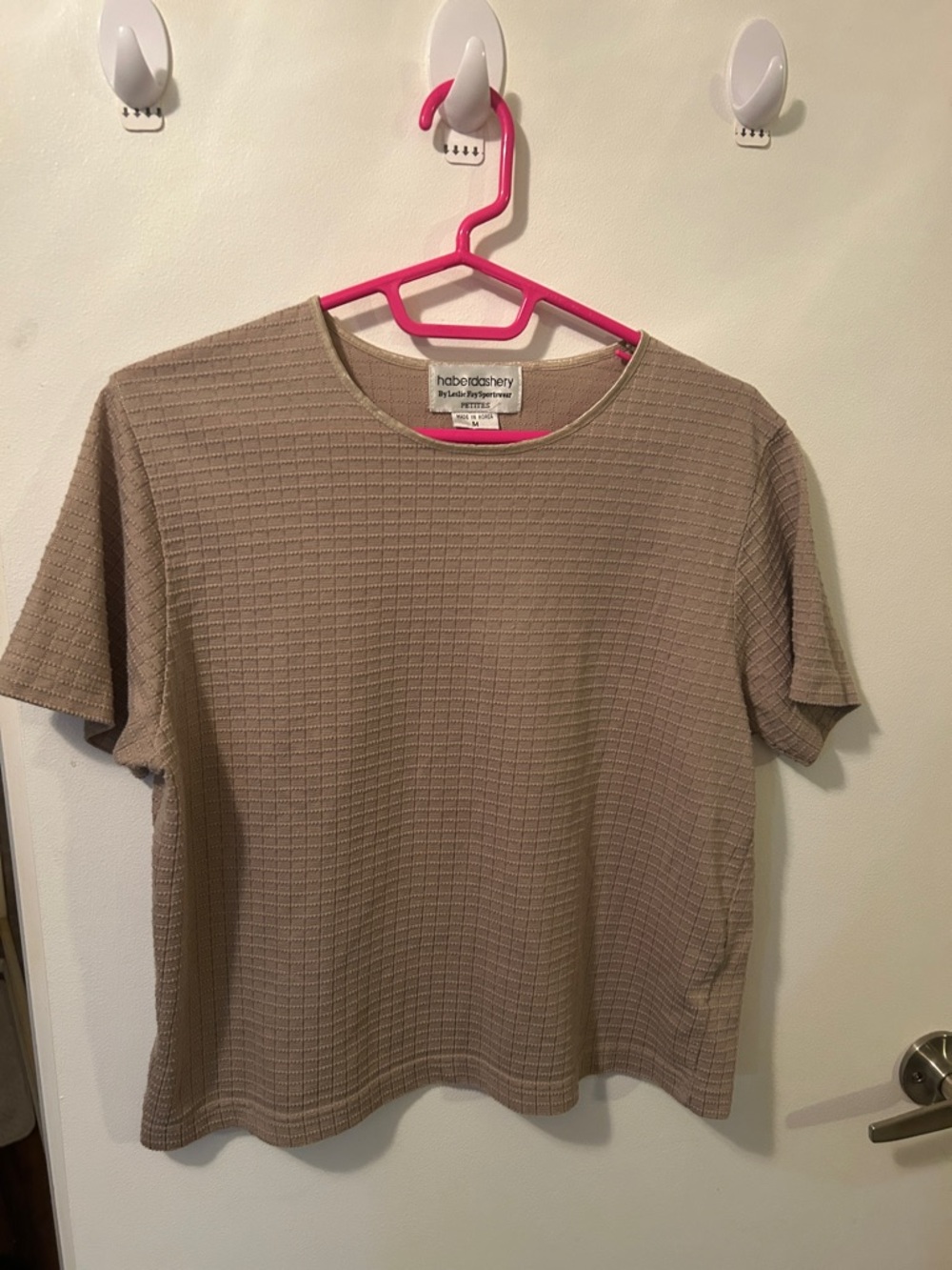 Habitatery Taupe Short Sleeve Waffle Knit Top - Relaxed Fit